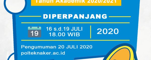 Pendaftaran PMB Polteknaker T.A. 2020/2021 Diperpanjang